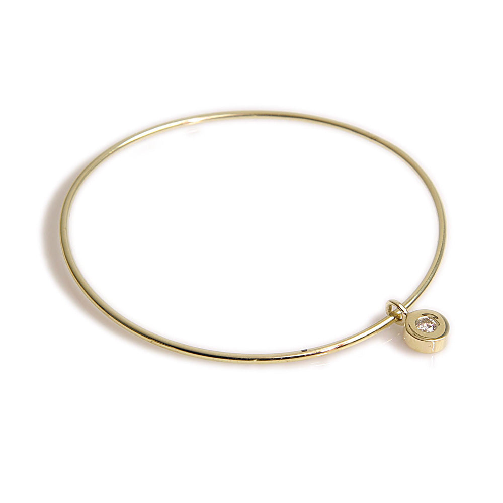 Pedestal With One Single Diamond Bangle (0.15ctw)