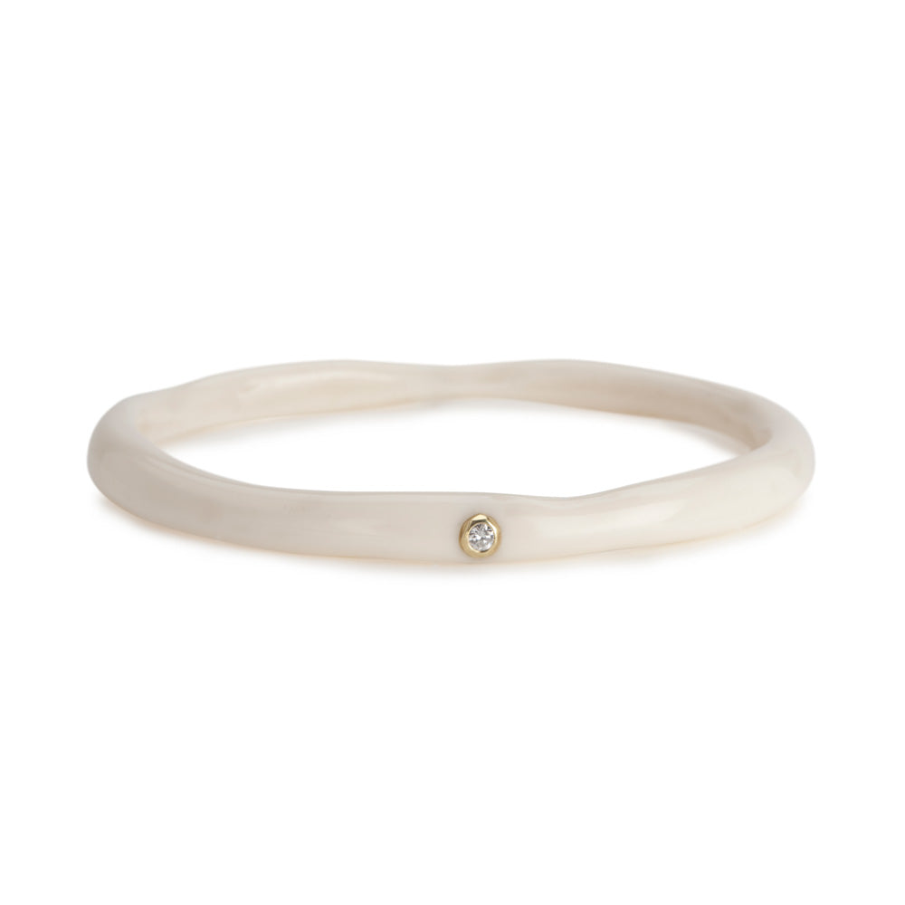 2 Diamond Ivory Resin Bangle (0.06ctw)