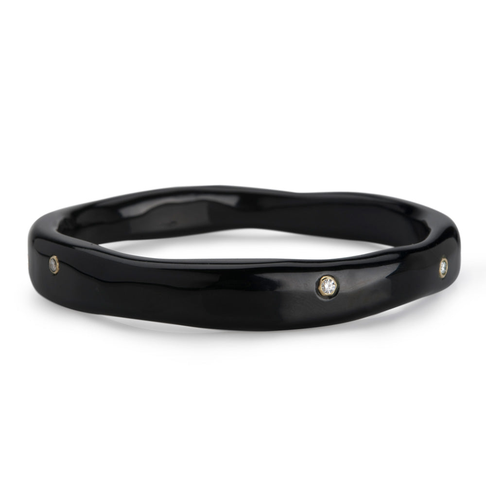 5 Diamond Resin Bangle in Black (0.04ctw)