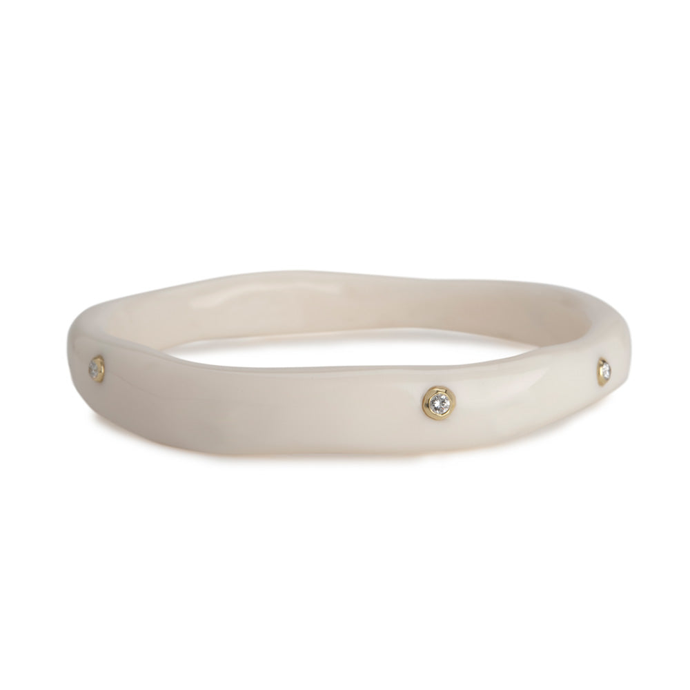 5 Diamond Resin Bangle in Ivory (0.04ctw)