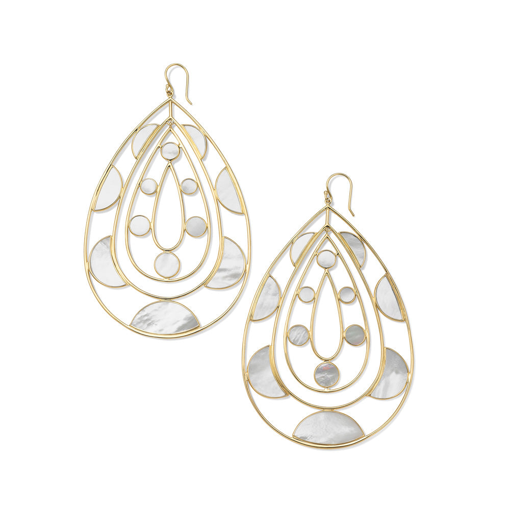 Supersize Tear Drop Earrings with Mother-of-Pearl Slices