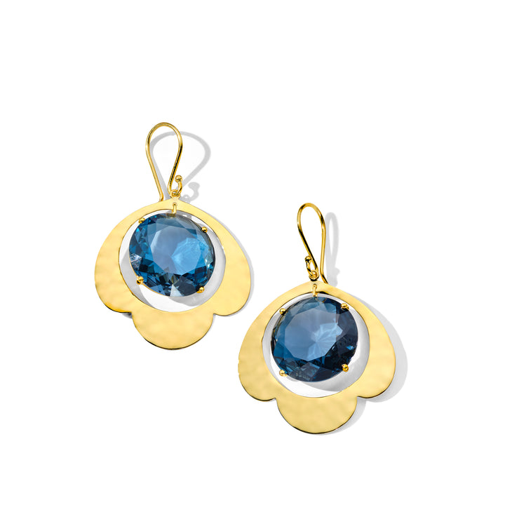 Crinkle Large Round Stone Earrings