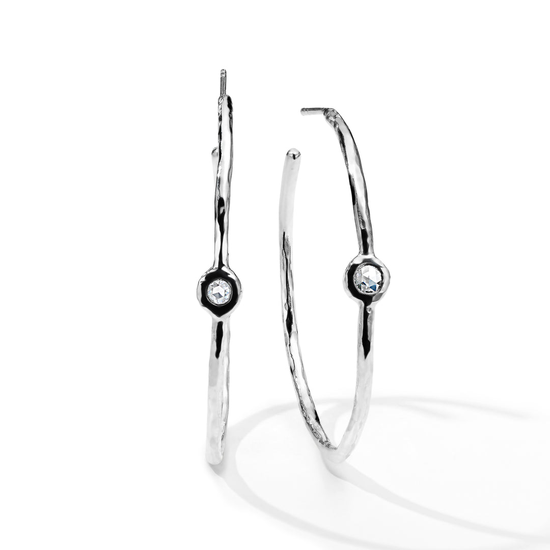 Medium Hammered Hoops with Diamonds (0.14ctw)