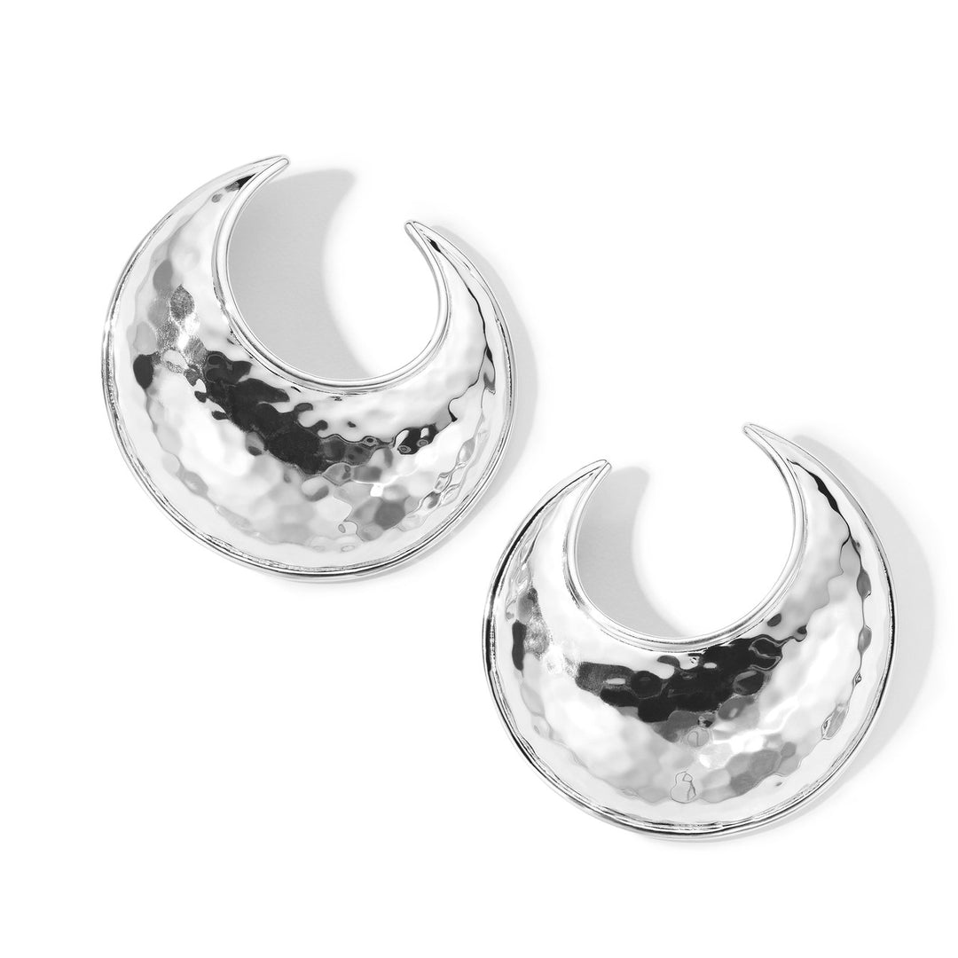 Extra Large Hammered Crescent Earrings