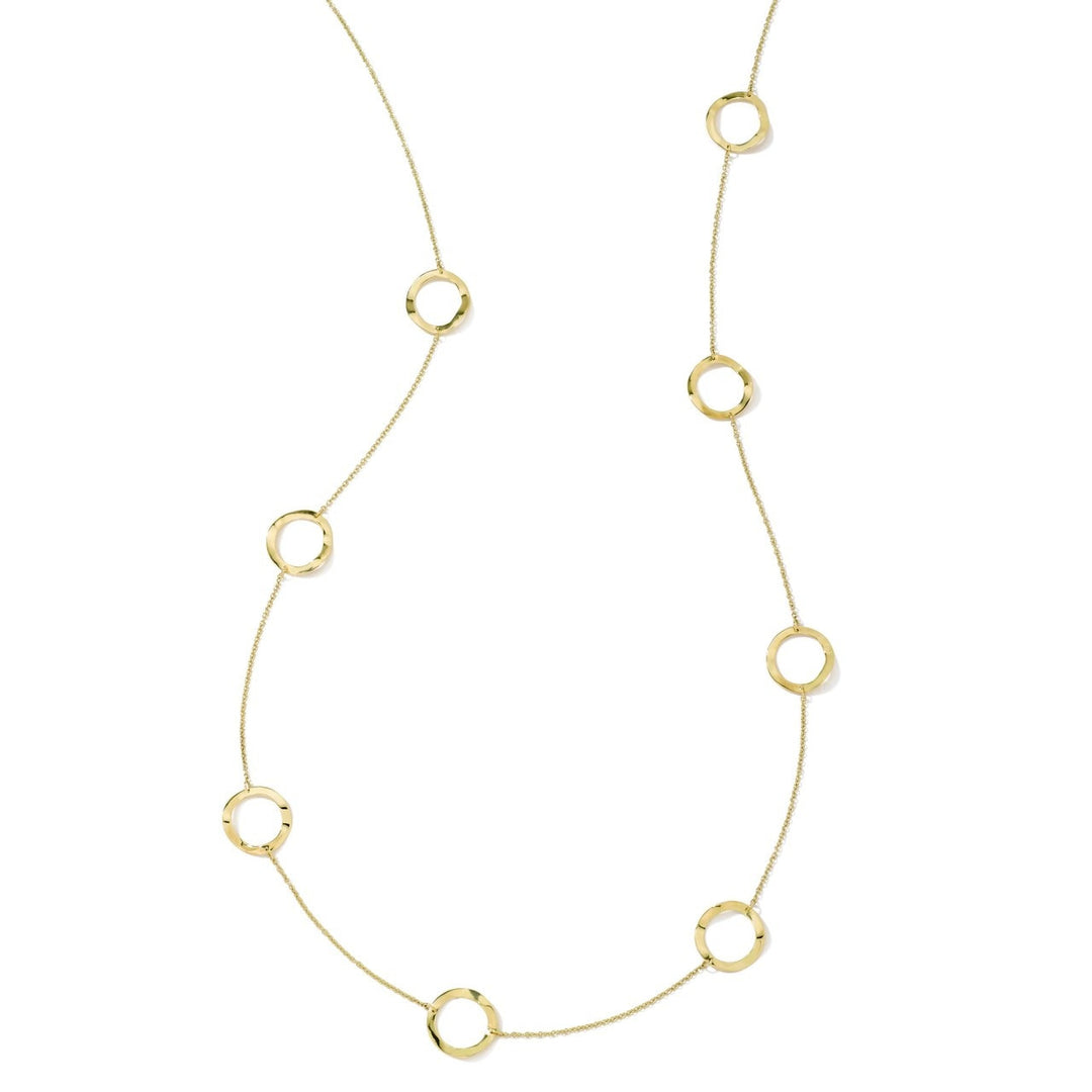 Wavy Circle Station Necklace 50"