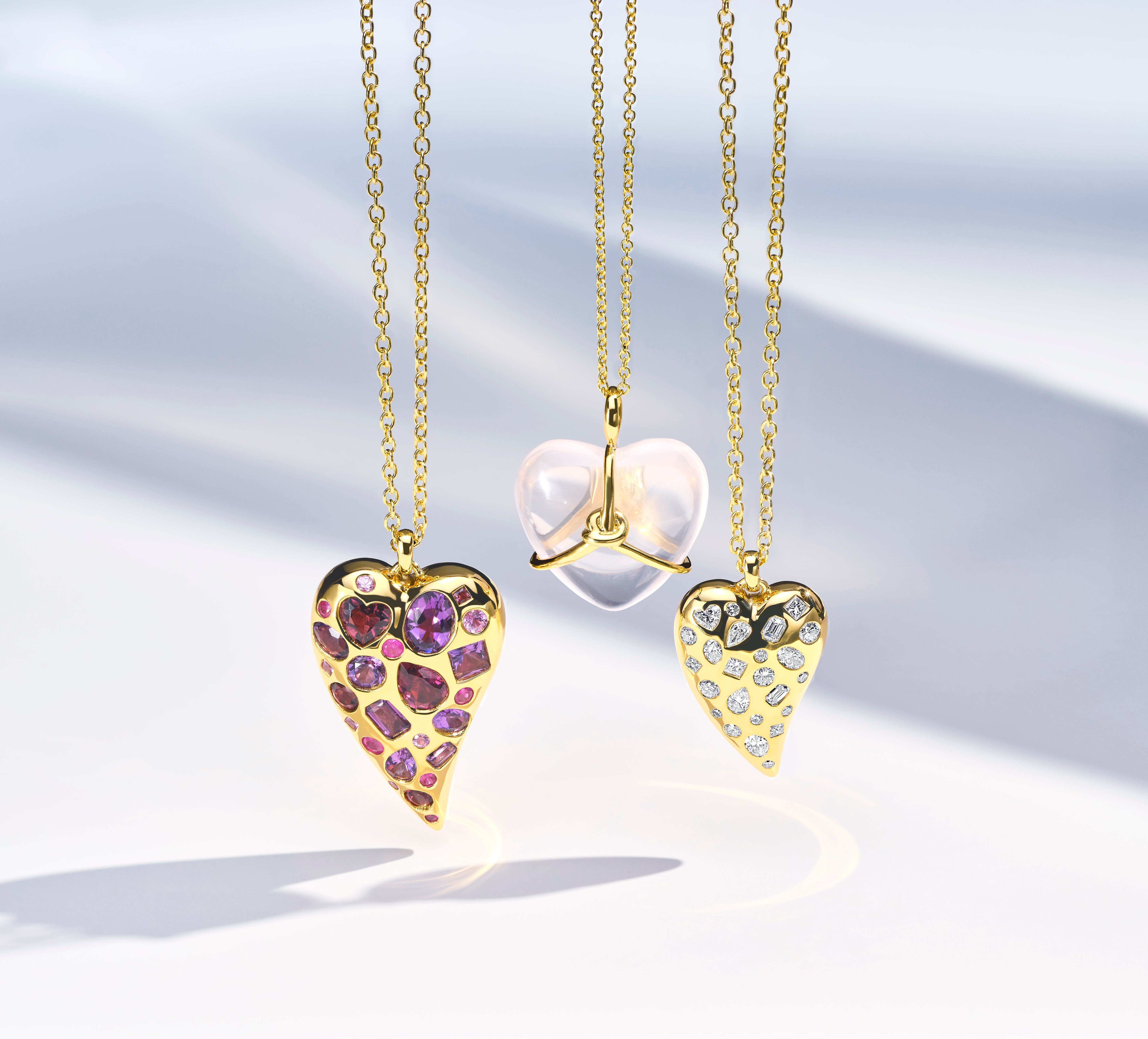 18K Gold Rock Candy® Wrapped Heart Pendant on 30