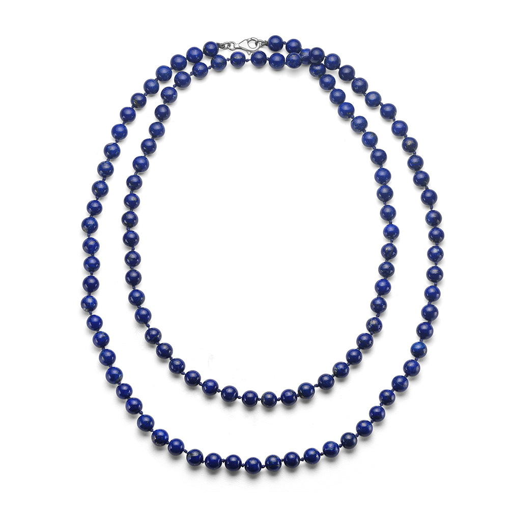 Long Lapis Beaded Necklace