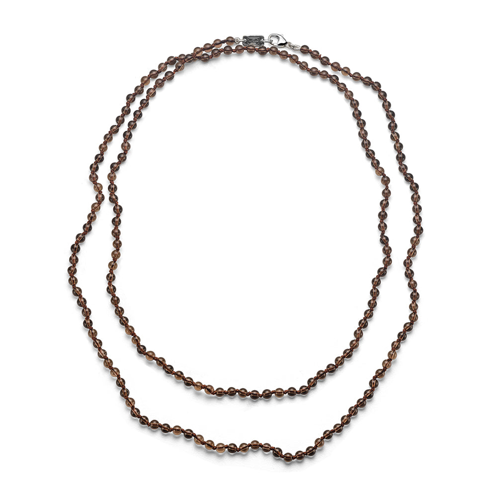 Long Smokey Topaz Beaded Necklace