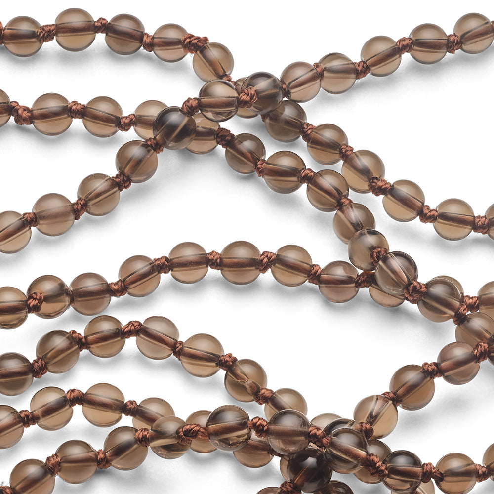Long Smokey Topaz Beaded Necklace