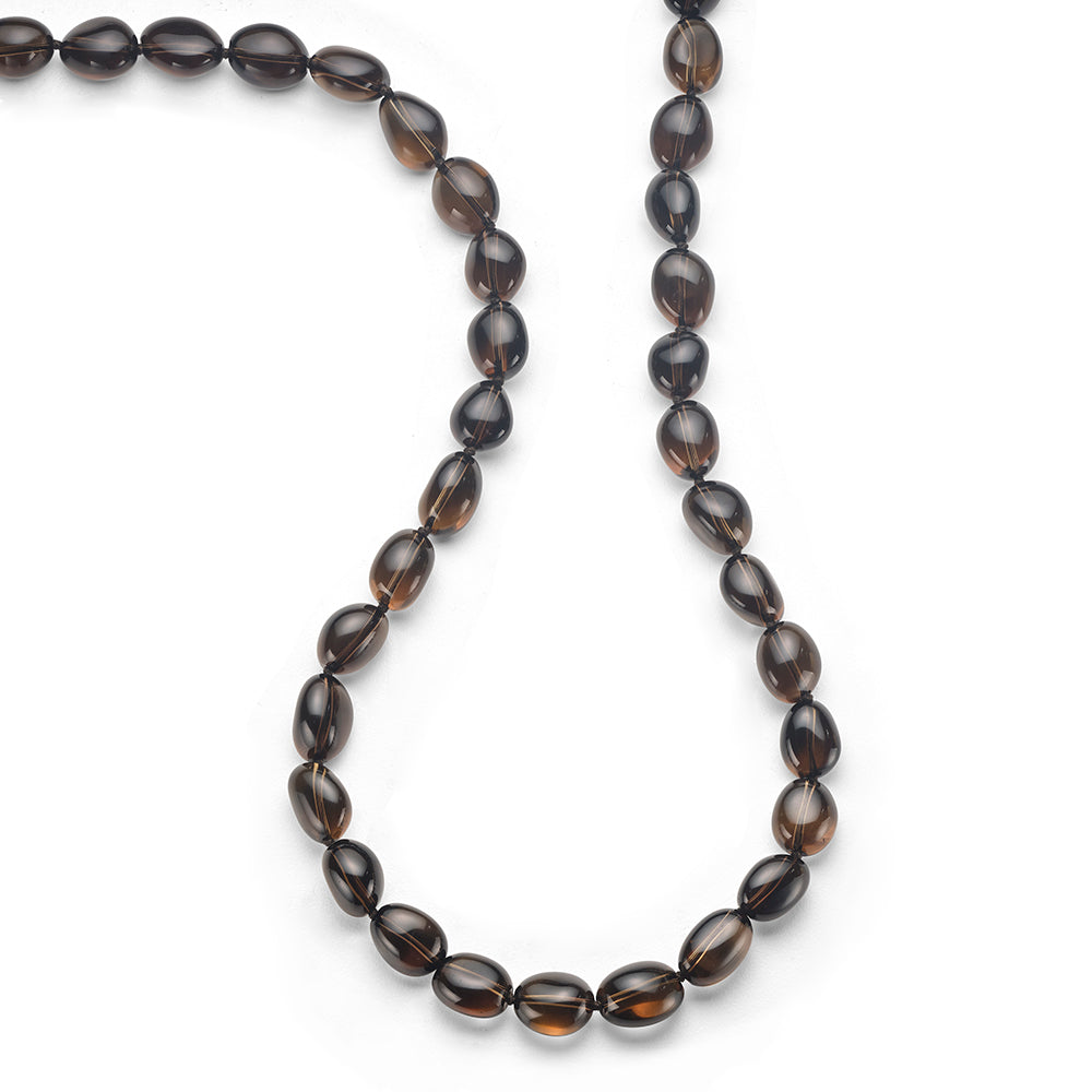 Long Smokey Topez Beaded Necklace