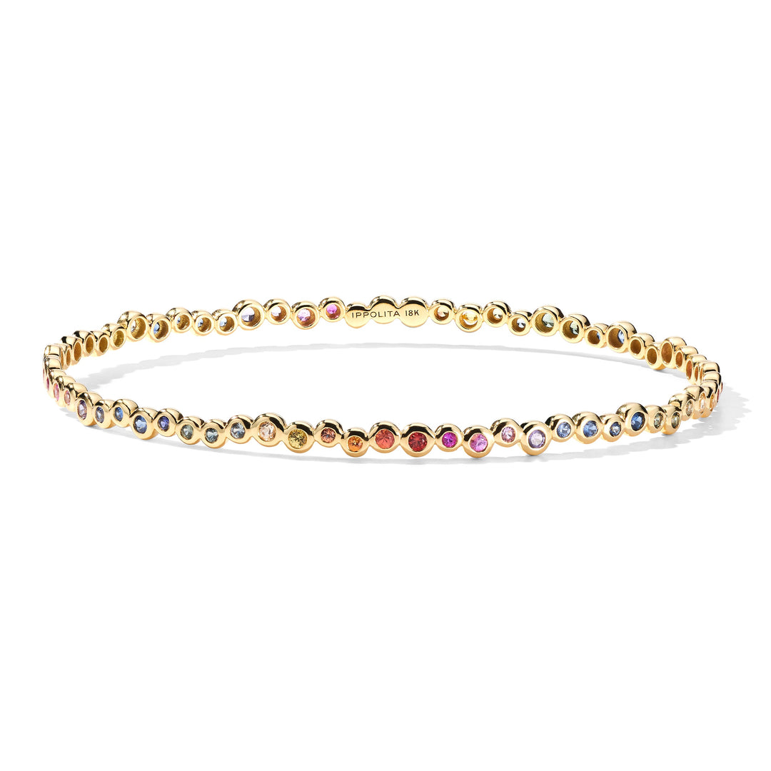 18K Gold Starlet Rainbow Sapphire Bangle Bracelet - Front View | IPPOLITA