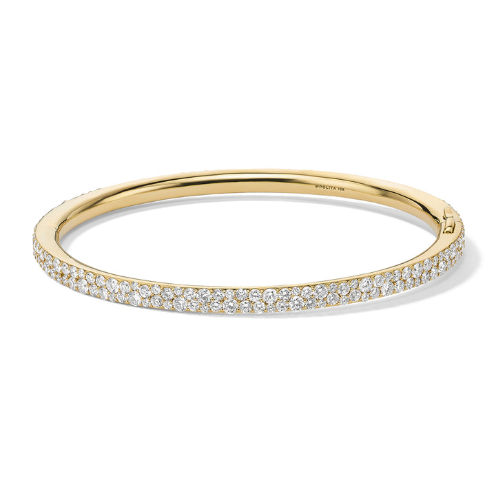 18K Gold Diamond Pavé Hinged Bangle Bracelet - Three-Quarter View | IPPOLITA