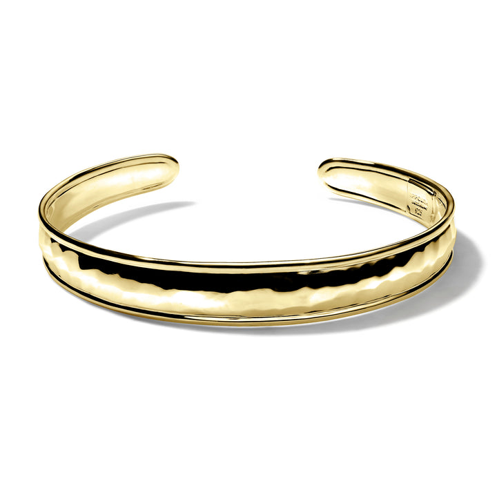 18K Yellow Gold Hammered Cuff Bracelet - 3/4 View | IPPOLITA