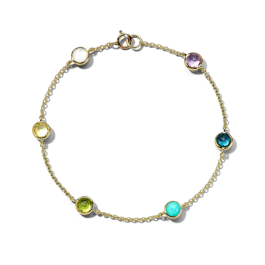 Rainbow Gemstone 18K Gold 6-Stone Soft Confetti Bracelet - Flat Lay | IPPOLITA