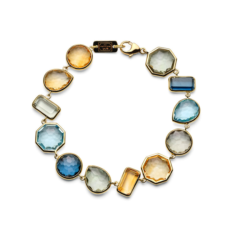 Giotto Multi-Stone 18K Gold Rock Candy Flexible Bracelet, Mixed Shapes - Front View | IPPOLITA