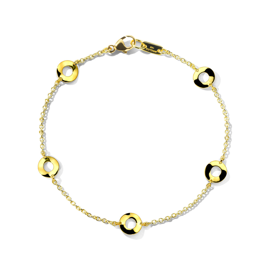 18K Gold Mini Wavy Circle 5-Station Bracelet - Front View | IPPOLITA