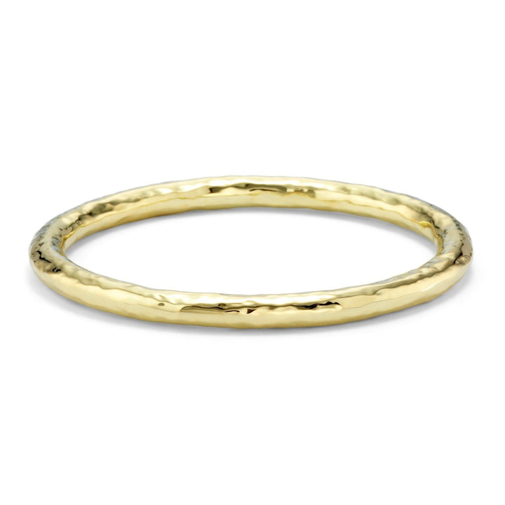 18K Gold Large Hammered Bangle Bracelet - Side Angle | IPPOLITA