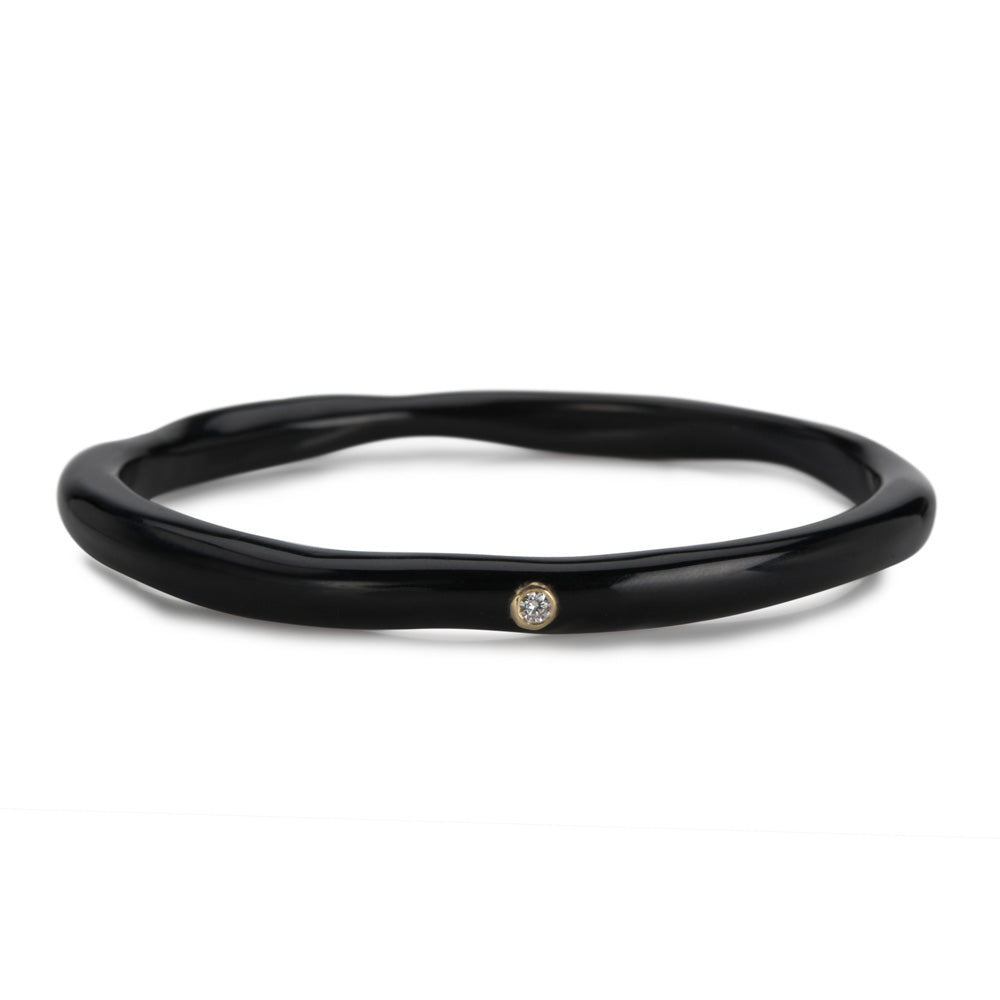 2 Diamond Black Resin Bangle (0.06ctw)
