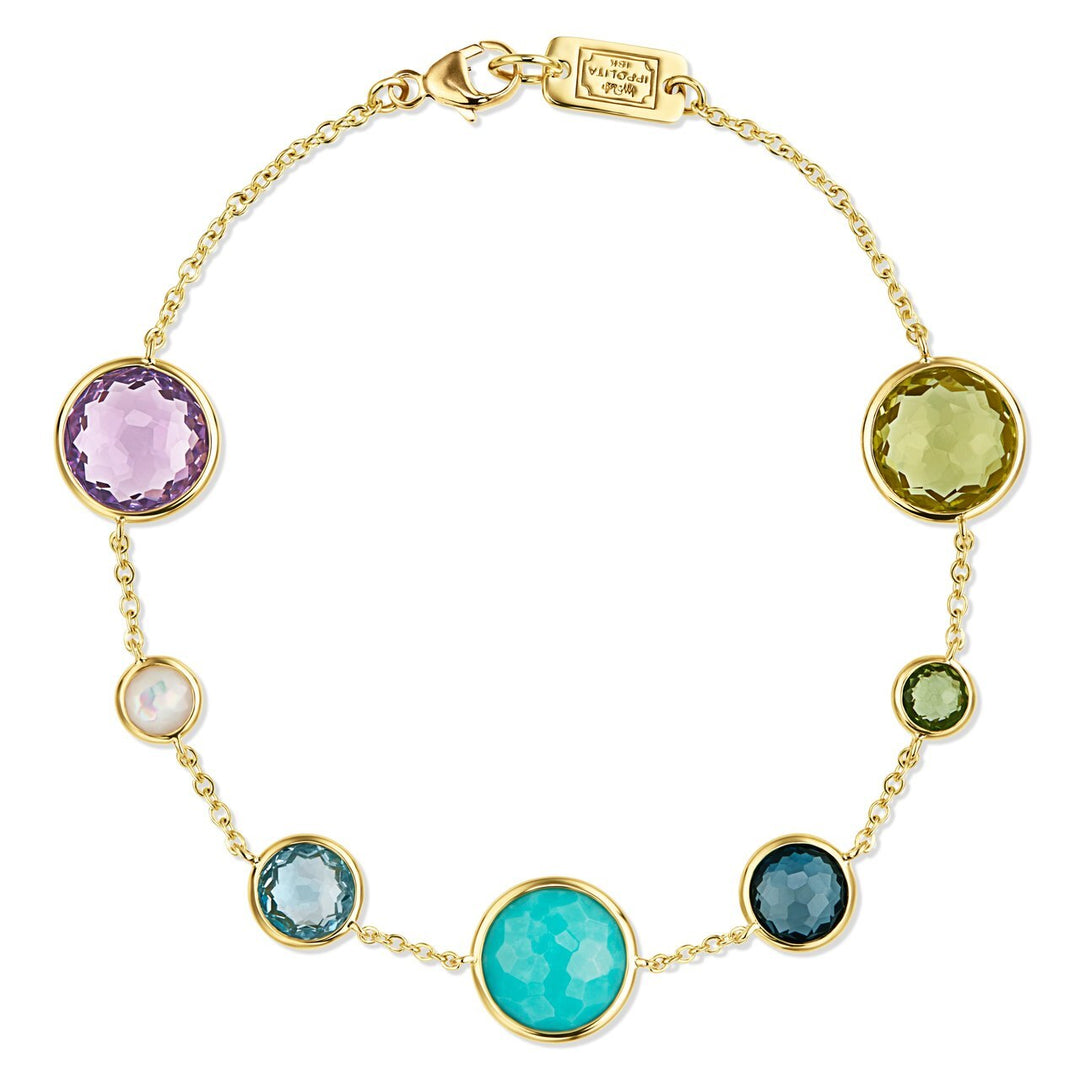 Pastel 18K Gold Lollitini 7-Stone Link Bracelet - Front View | IPPOLITA