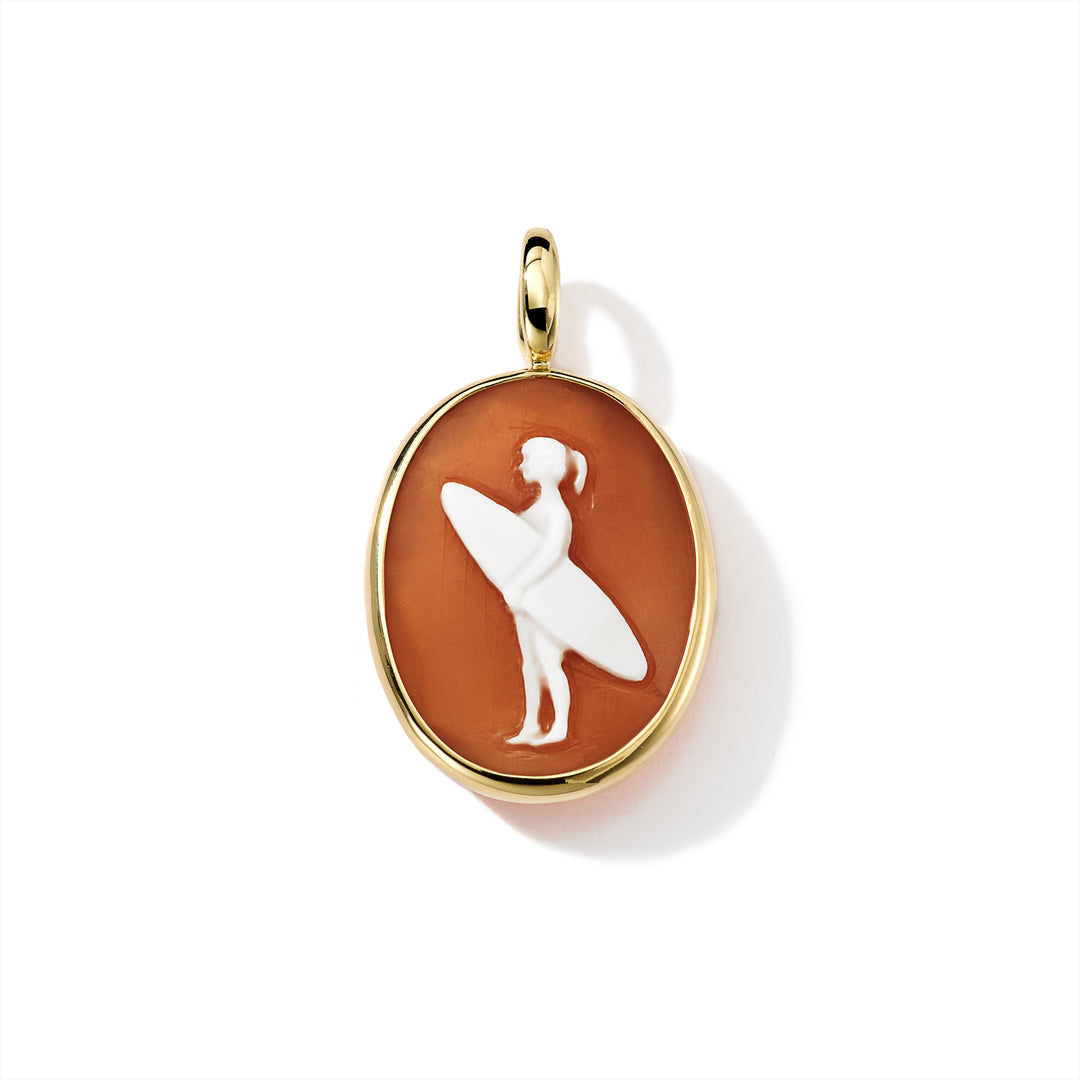 Oval Surfer Girl Cameo Doublet Charm
