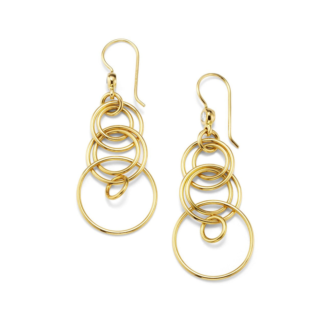 Gold 18K Mini Jet Set Earrings with Diamond Accents - Front View | IPPOLITA