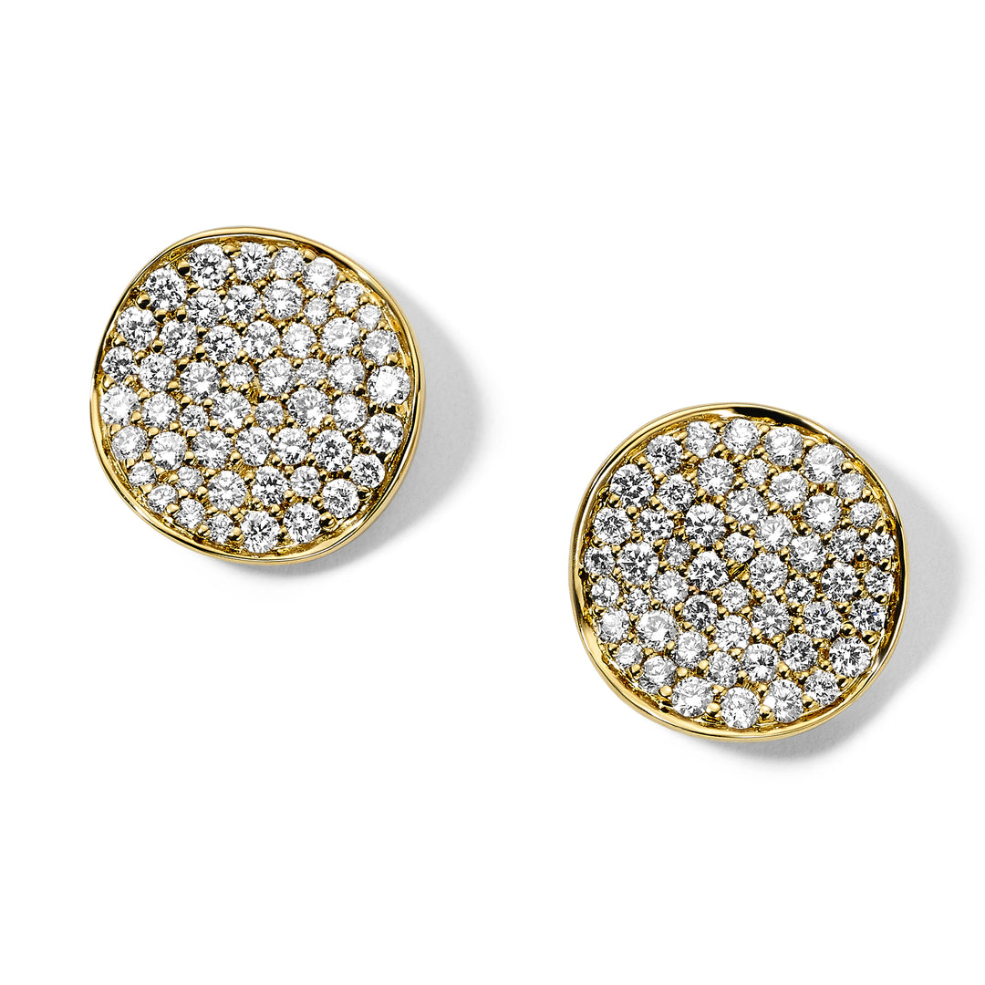 Yellow Gold Diamond Pavé Small Flower Stud Earrings - Front View | IPPOLITA