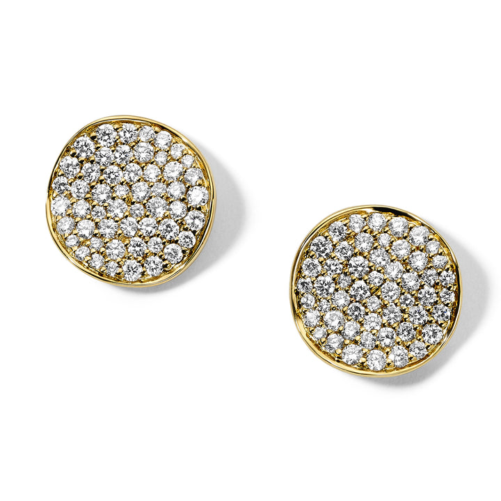 Yellow Gold Diamond Pavé Small Flower Stud Earrings - Front View | IPPOLITA