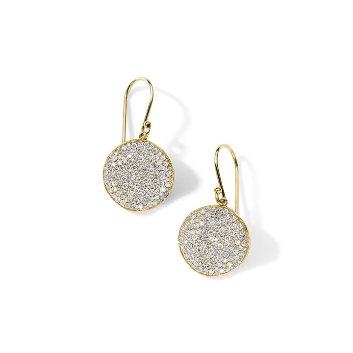 Gold 18K Diamond Pavé Flower Drop Earrings - Flat Lay View | IPPOLITA