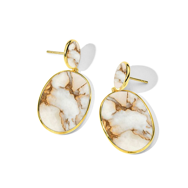 White Calcite 18K Gold Snowman Earrings - Side Angle | IPPOLITA