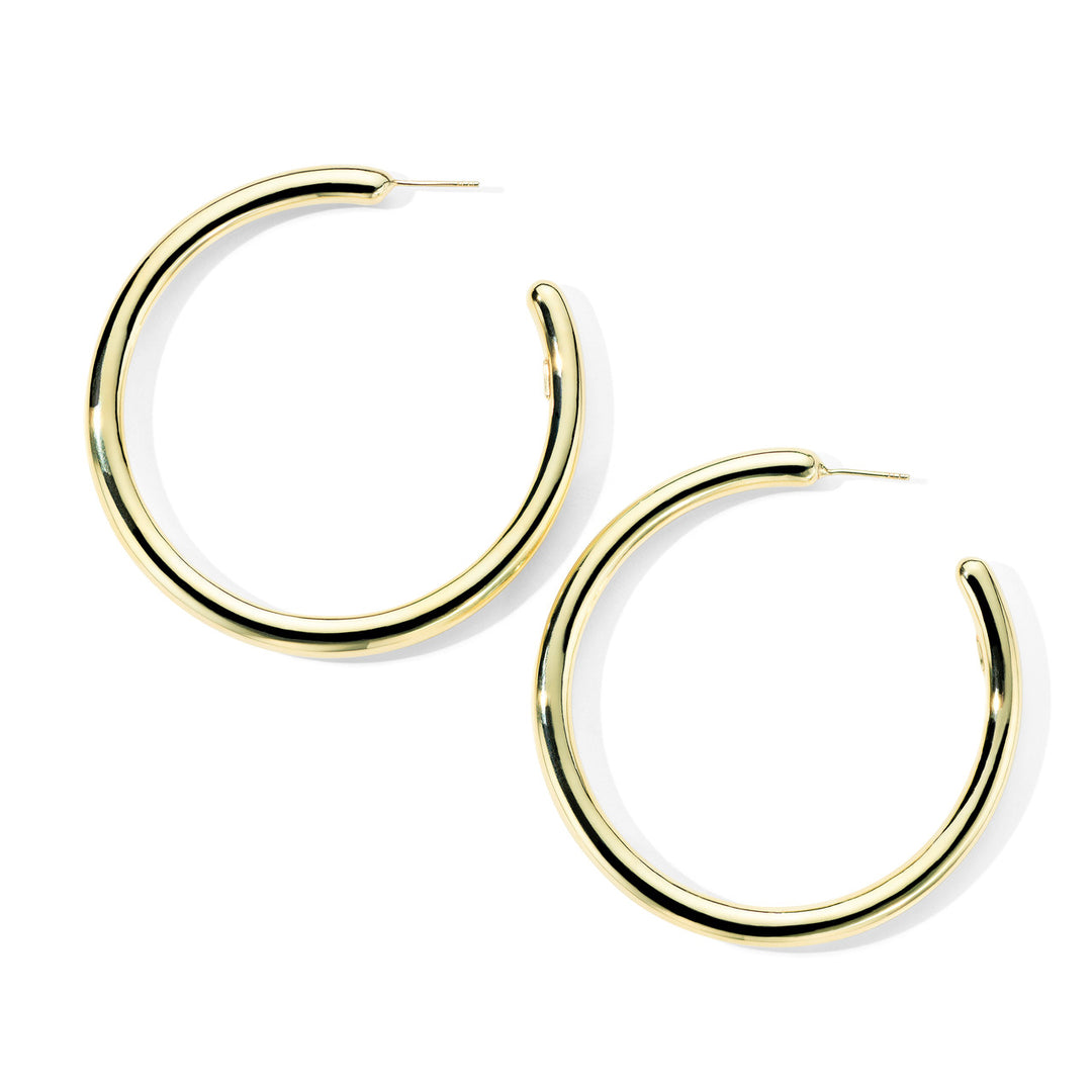 18K Yellow Gold Large Smooth Hoop Earrings - Front View | IPPOLITA