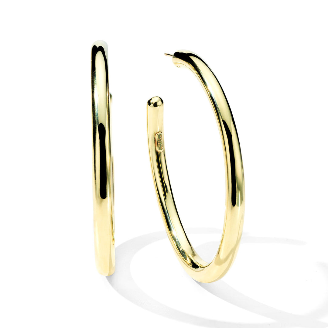 18K Yellow Gold Large Smooth Hoop Earrings - Side View | IPPOLITA