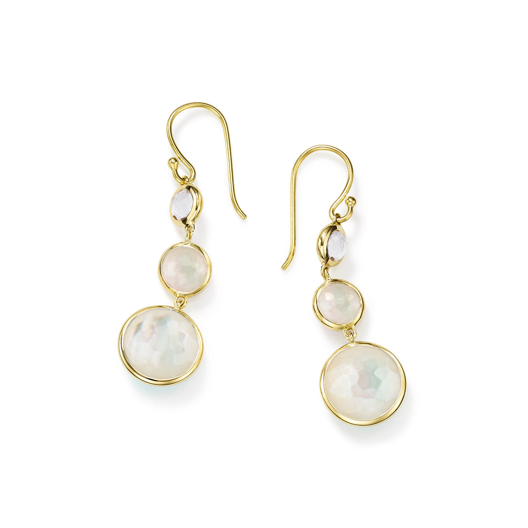 Flirt Pearl Doublet 18K Gold Lollipop Small 3-Stone Drop Earrings - Front View | IPPOLITA
