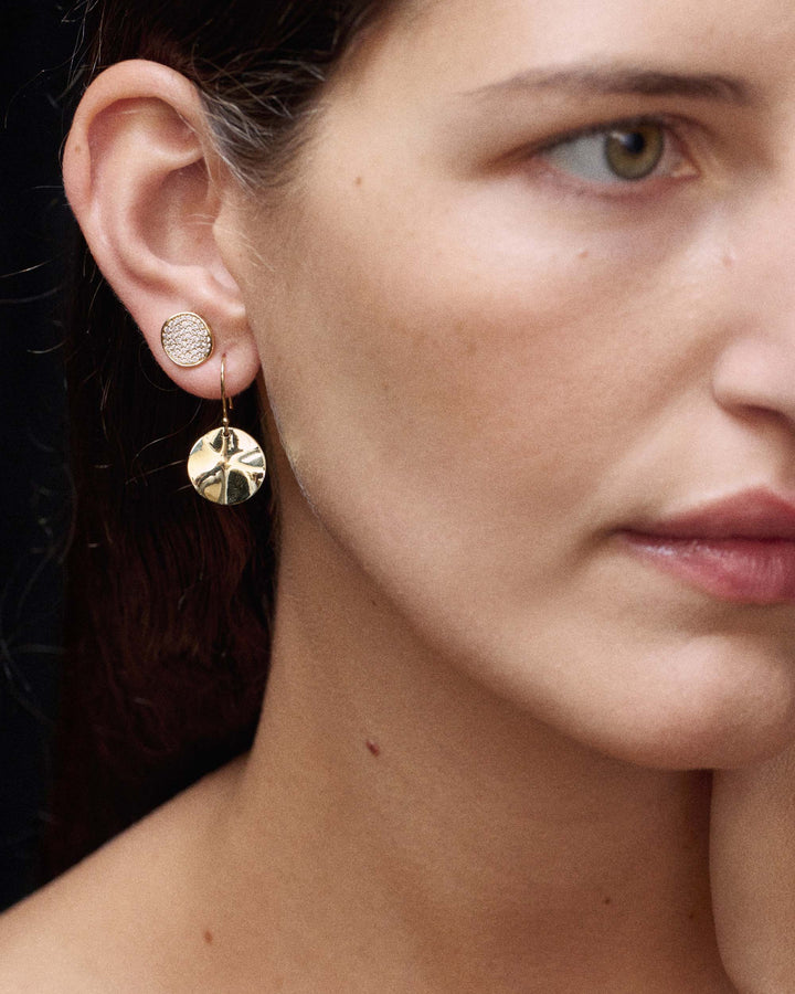 Mini Wavy Disc Drop Earrings