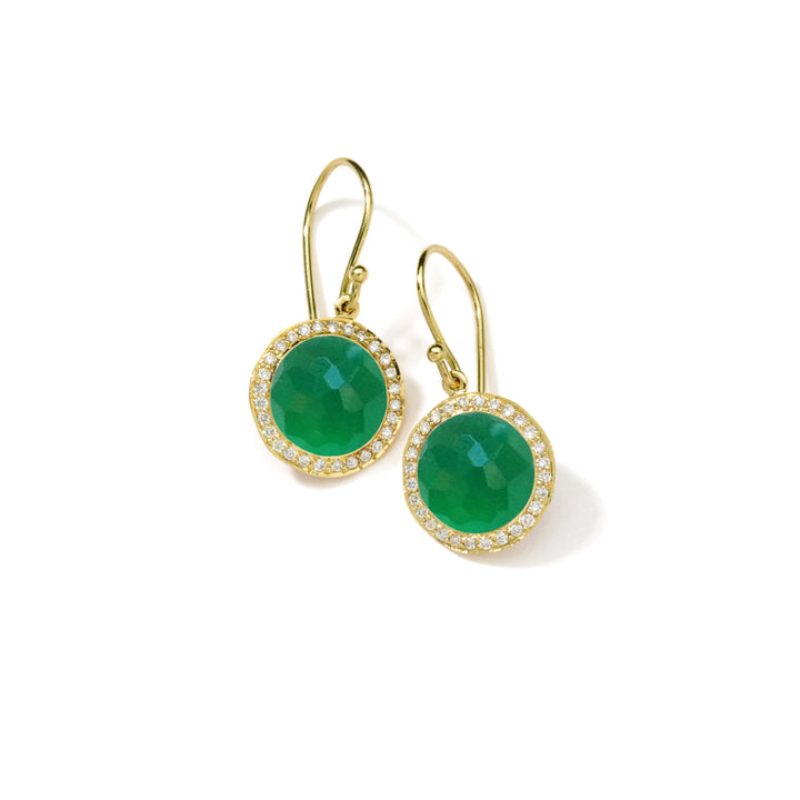Green Agate & Diamond Lollipop Mini Drop Earrings in 18K Gold - Front View | IPPOLITA