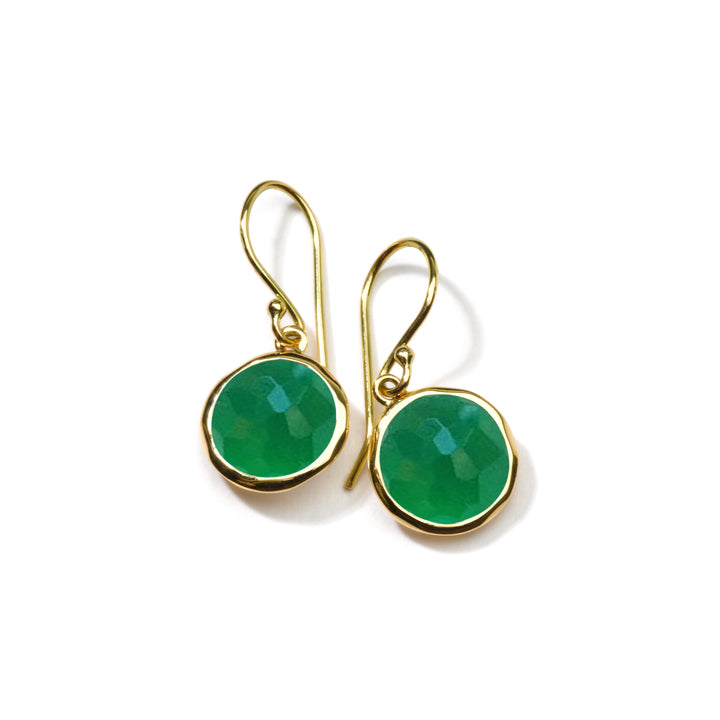 Dyed Green Agate 18K Gold Lollipop Mini Drop Earrings - Front View | IPPOLITA