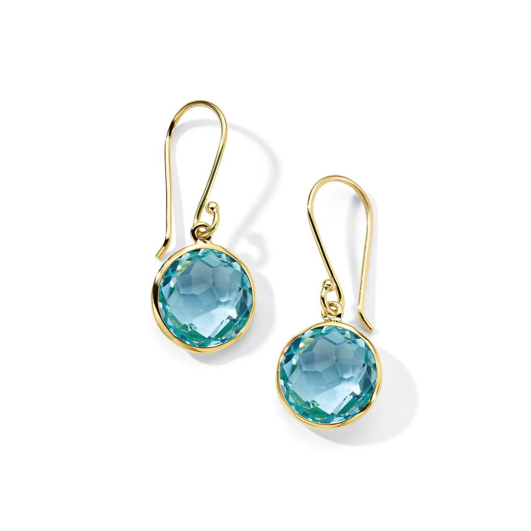 Blue Topaz 18K Gold Lollipop Small Single Drop Earrings - Angled View | IPPOLITA