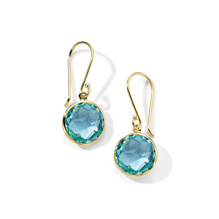 Blue Topaz 18K Gold Lollipop Small Single Drop Earrings - Angled View | IPPOLITA