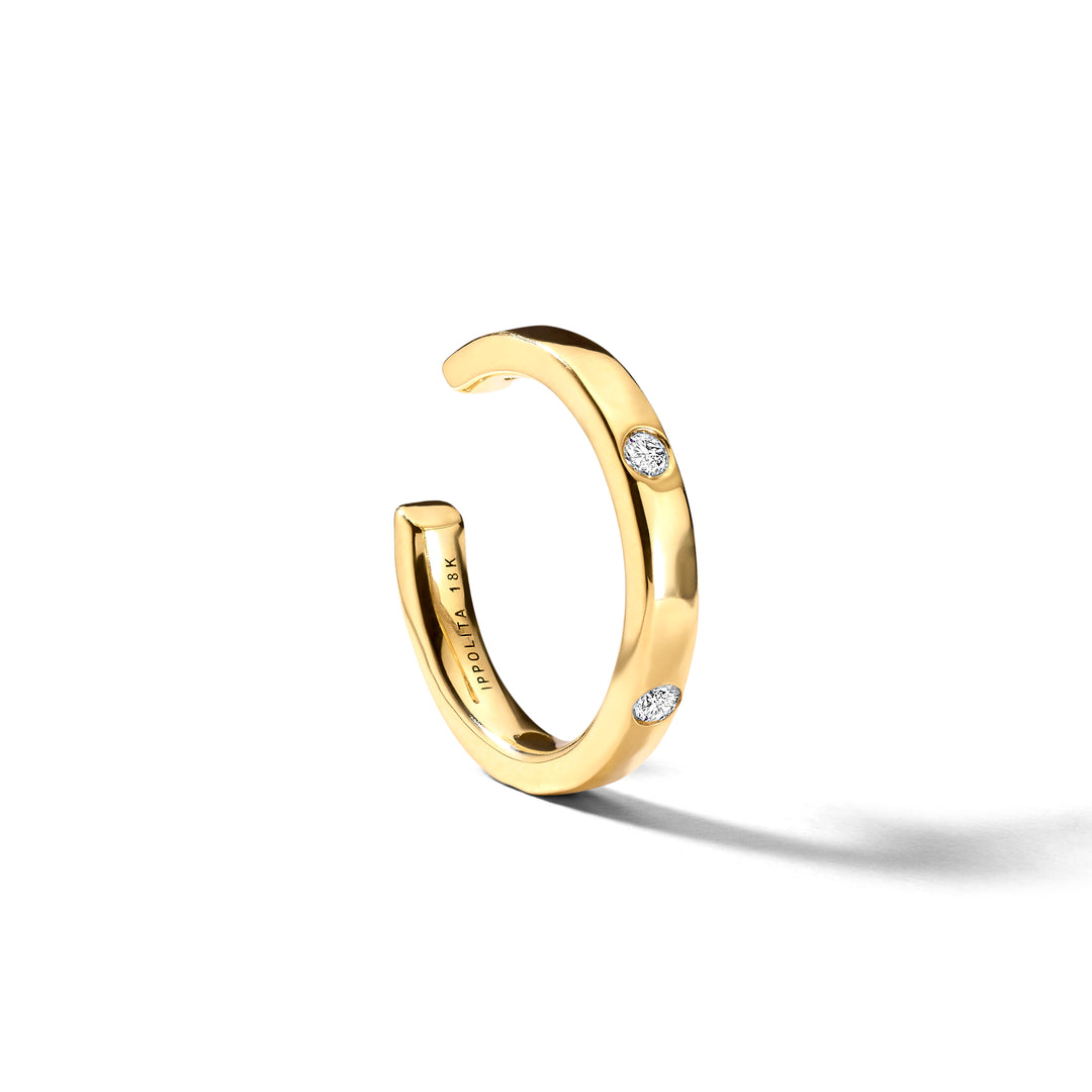 18K Gold Diamond Ear Cuff - Angled View | IPPOLITA