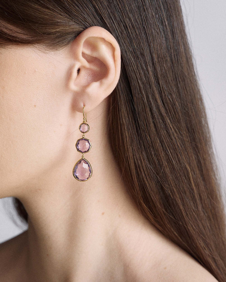 Amethyst 18K Gold Rock Candy Crazy 8's Earrings - On Model Close-Up | IPPOLITA