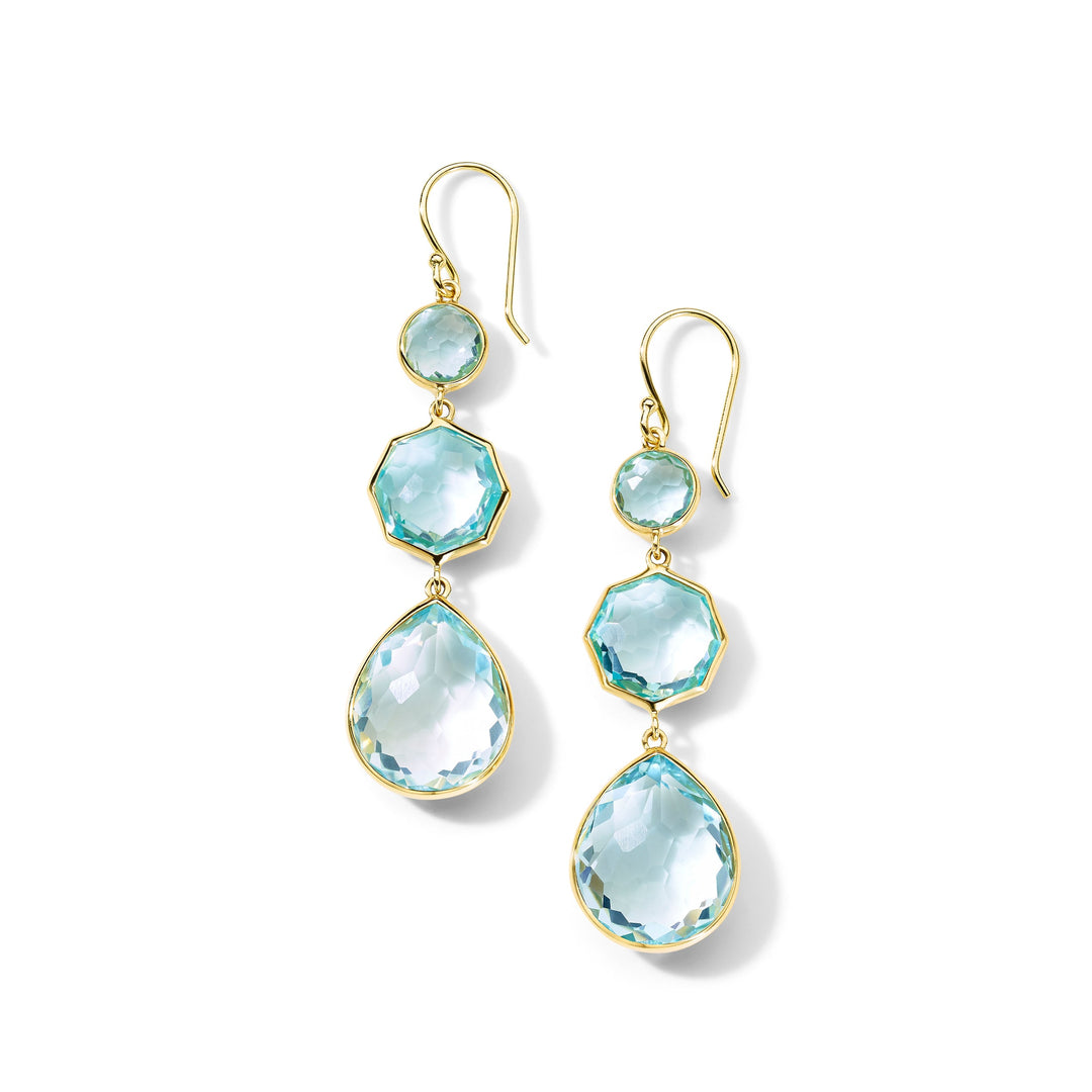 Blue Topaz 18K Gold Crazy 8's Triple-Drop Earrings - Front View | IPPOLITA