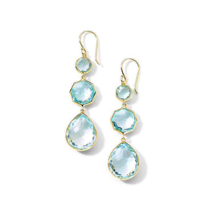 Blue Topaz 18K Gold Crazy 8's Triple-Drop Earrings - Front View | IPPOLITA