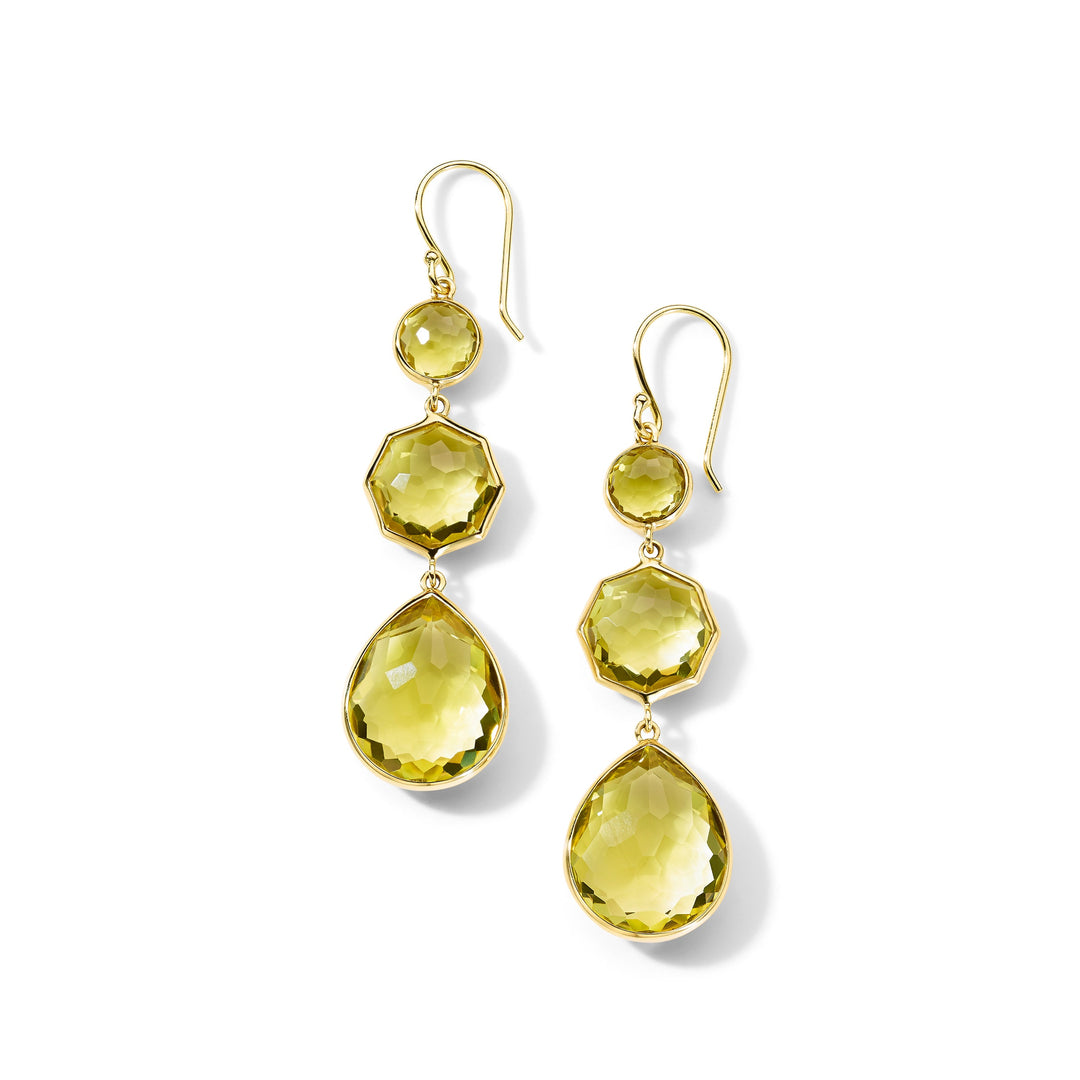 Green Gold Citrine 18K Gold Crazy 8's Earrings - Front View | IPPOLITA