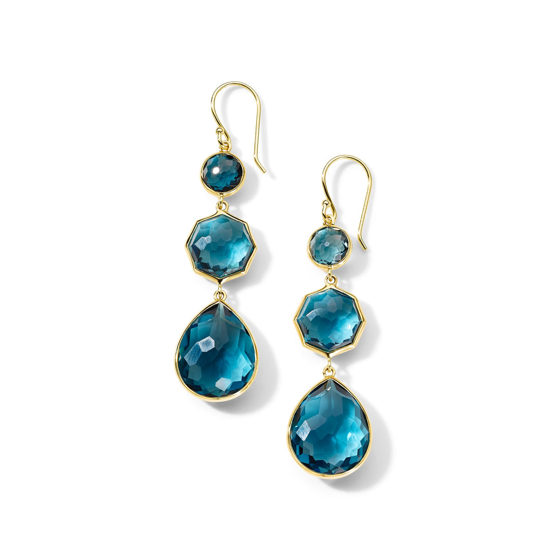 London Blue Topaz 18K Gold Crazy 8's Earrings - Front Detail | IPPOLITA