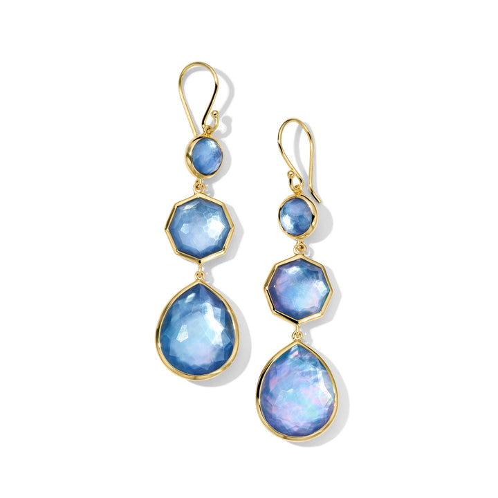 Blue 18K Gold Crazy 8's Earrings with Mother-of-Pearl and Lapis - Front View | IPPOLITA