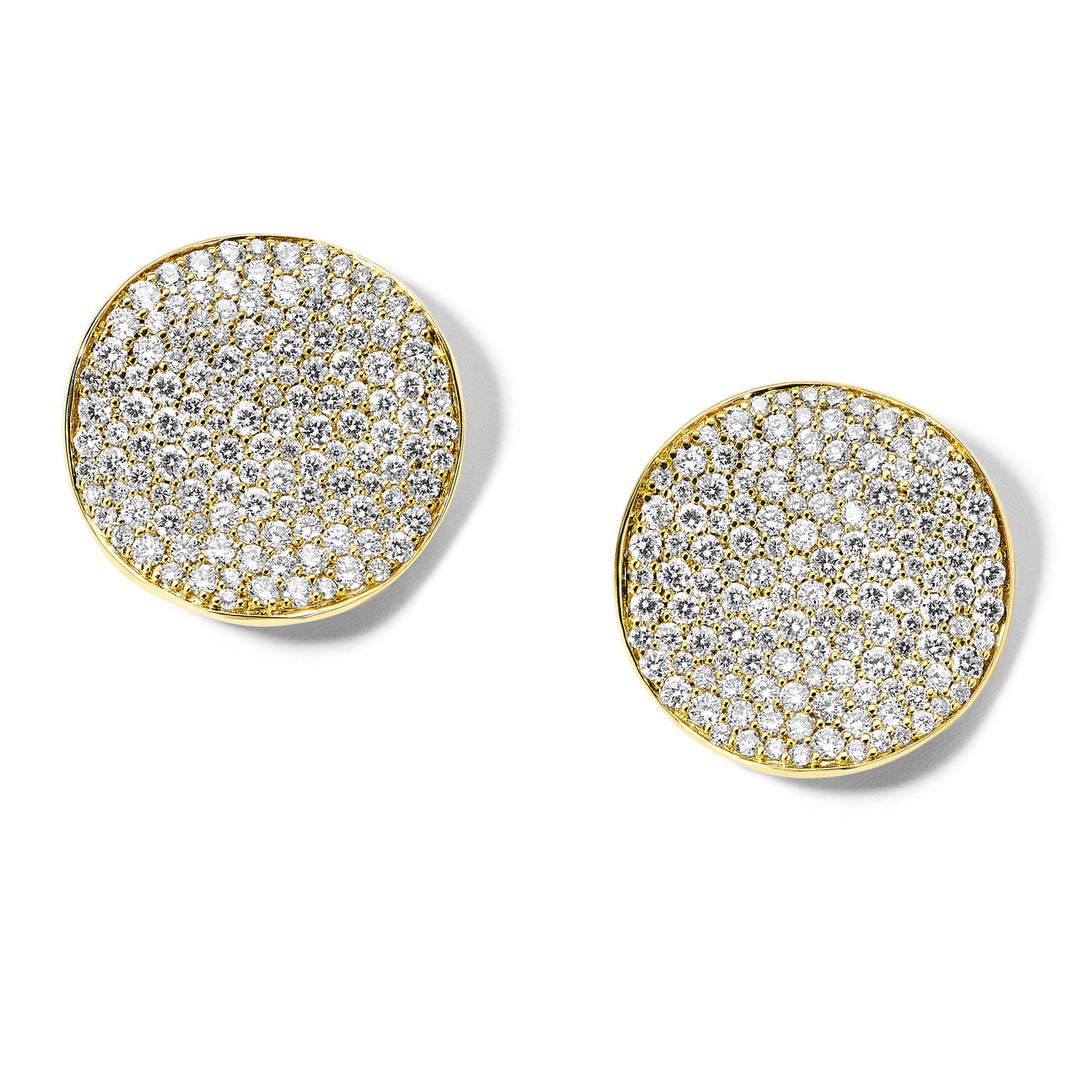 18K Yellow Gold Diamond Pavé Flower Stud Earrings - Front View | IPPOLITA