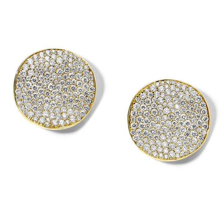 18K Yellow Gold Diamond Pavé Flower Stud Earrings - Front View | IPPOLITA