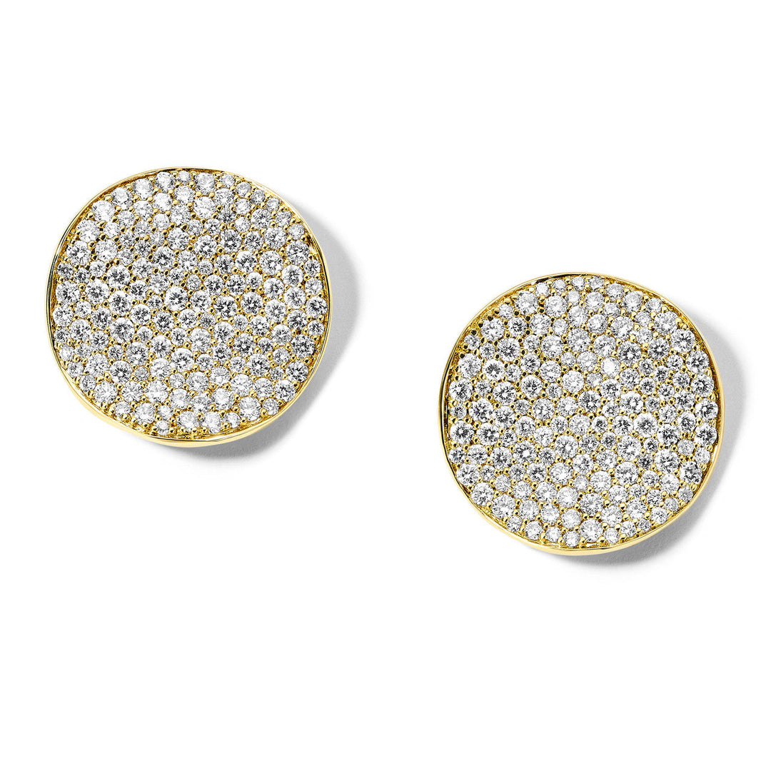 18K Yellow Gold Diamond Pavé Flower Stud Earrings - Front View | IPPOLITA