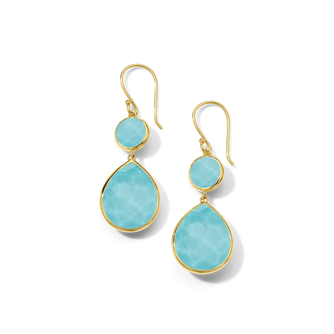 Turquoise & 18K Gold Rock Candy Snowman Teardrop Earrings - Front View | IPPOLITA