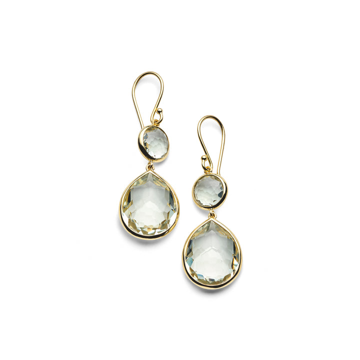 Dark Prasiolite 18K Gold Rock Candy Snowman Teardrop Earrings - Front View | IPPOLITA