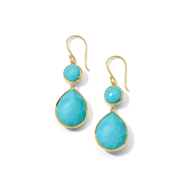 Turquoise 18K Gold Snowman Teardrop Earrings - Front View | IPPOLITA